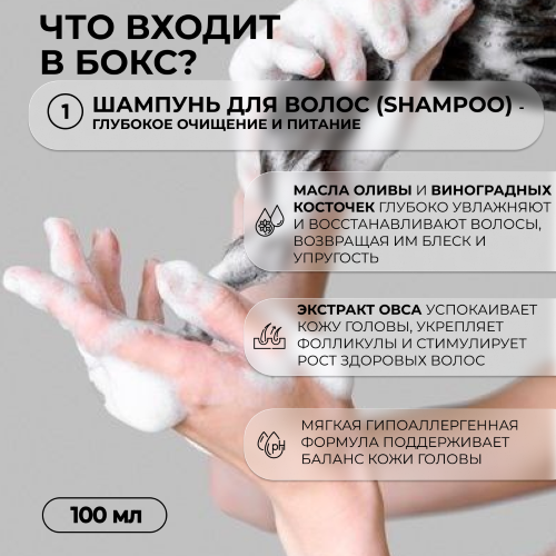 Бокс BEAUTY mini (шампунь/ бальз. для волос/ гель для душа / лосьон для тела / бальз. для губ)